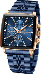 Elegant Blue Chronograph Watch For Men with Box
