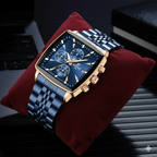 Elegant Blue Chronograph Watch For Men with Box