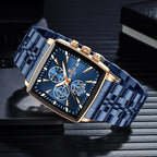 Elegant Blue Chronograph Watch For Men with Box