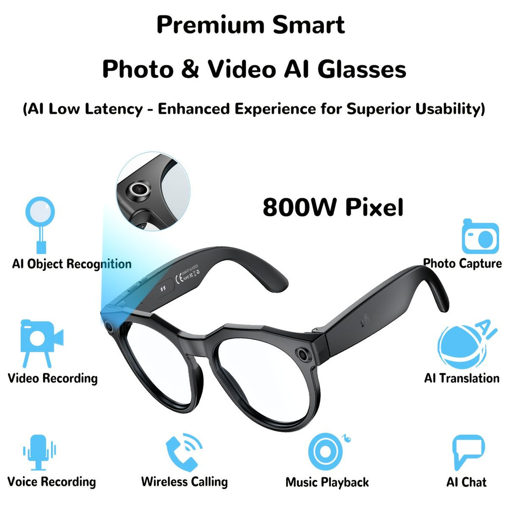 AI Smart Glasses Voice Control Bluetooth HD1080P Shooting